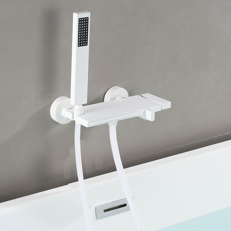 Wall-mounted bathtub faucet shower shower gun gray white bathroom hot and cold double control waterfall tap