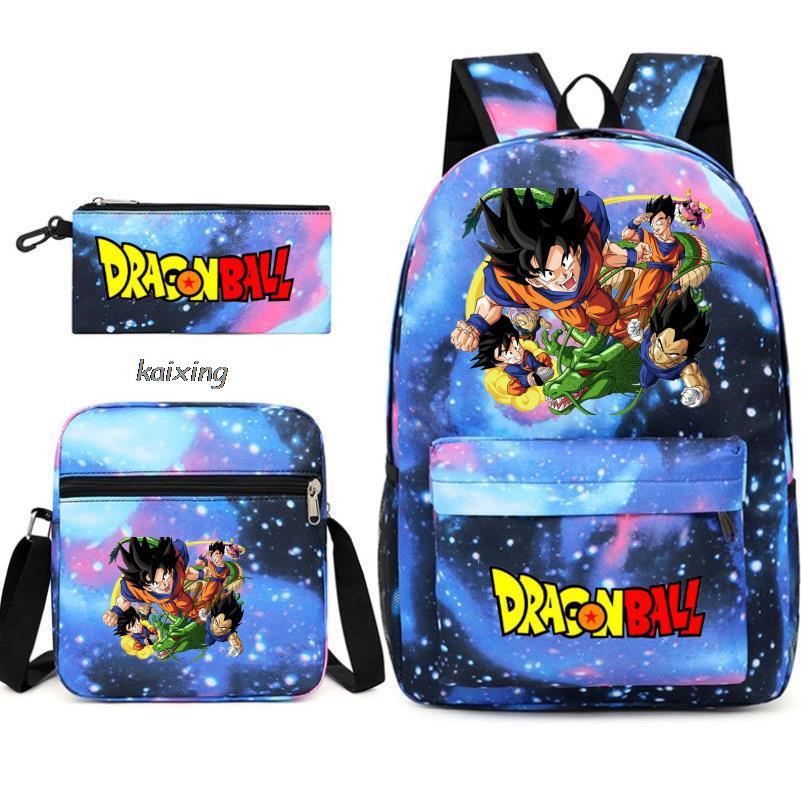 Juventud Dragon Ball mochila estudiante bolsa de hombro bolsa de viaje conjunto de 3 piezas
