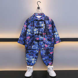 宝宝衣服春秋款唐装2025新款小男孩春季新中式周岁礼服儿童两件套