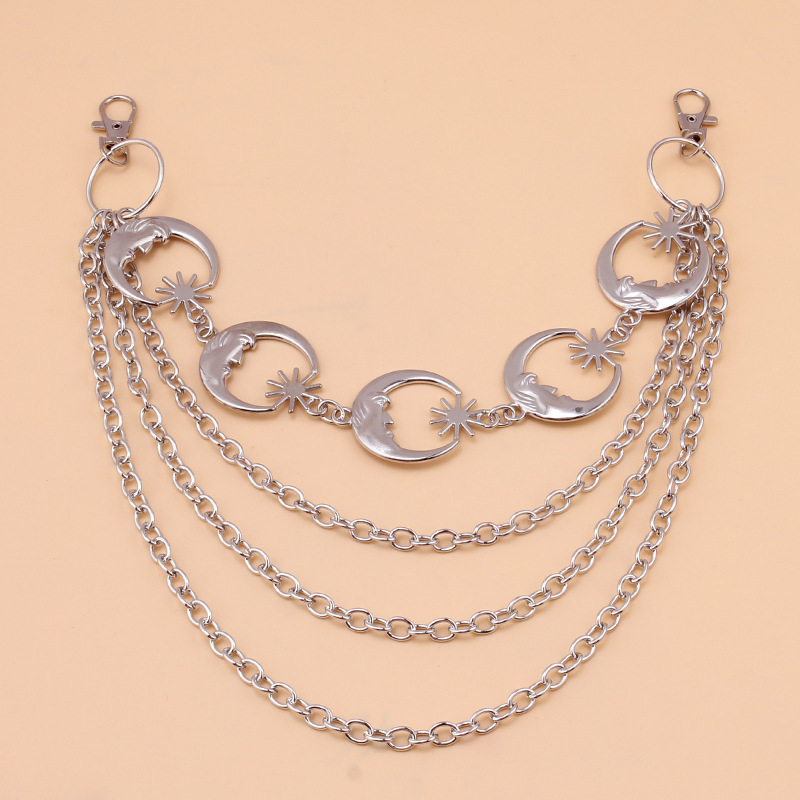 Men's Moon And Star Silver Waist Chain For Jeans Retro Accessory_voghion.com