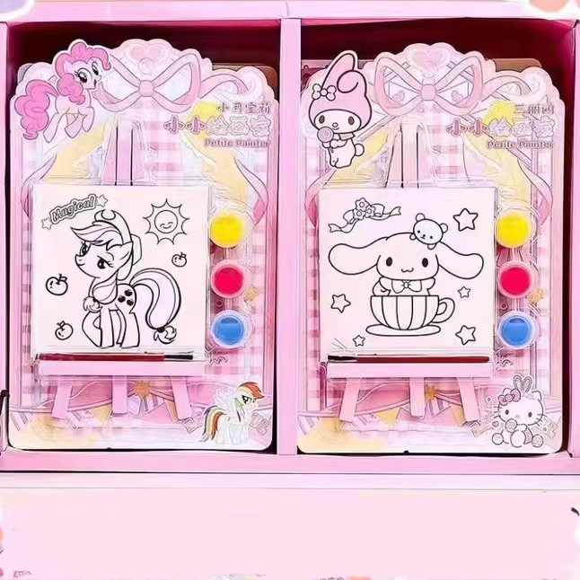 Nuevos dibujos animados pequeños pintores niños diy pintura hecha a mano con soporte mini puzzles de juguetes vendidos calientes