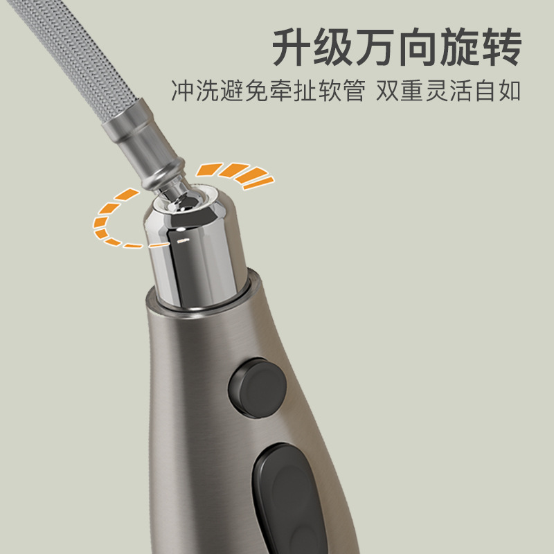 Grifo Extraíble de Cocina Fría y Caliente de Cobre Giratorio Anti-salpicaduras para Fregadero