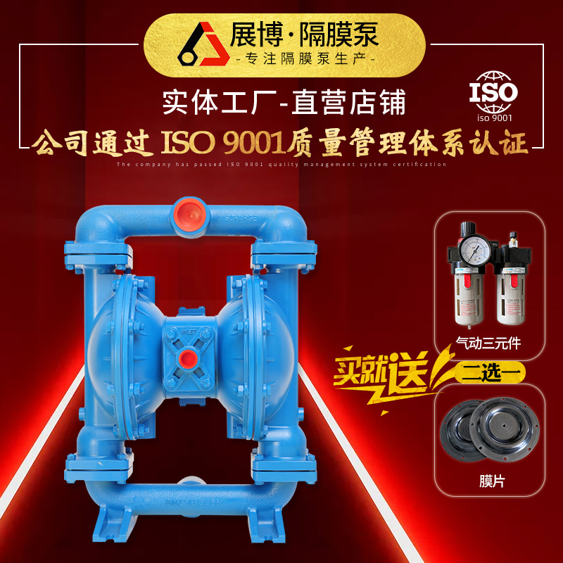 气动隔膜泵双泵泵头耐腐蚀铸铁PP胶水污水增压往复泵厂家批发
