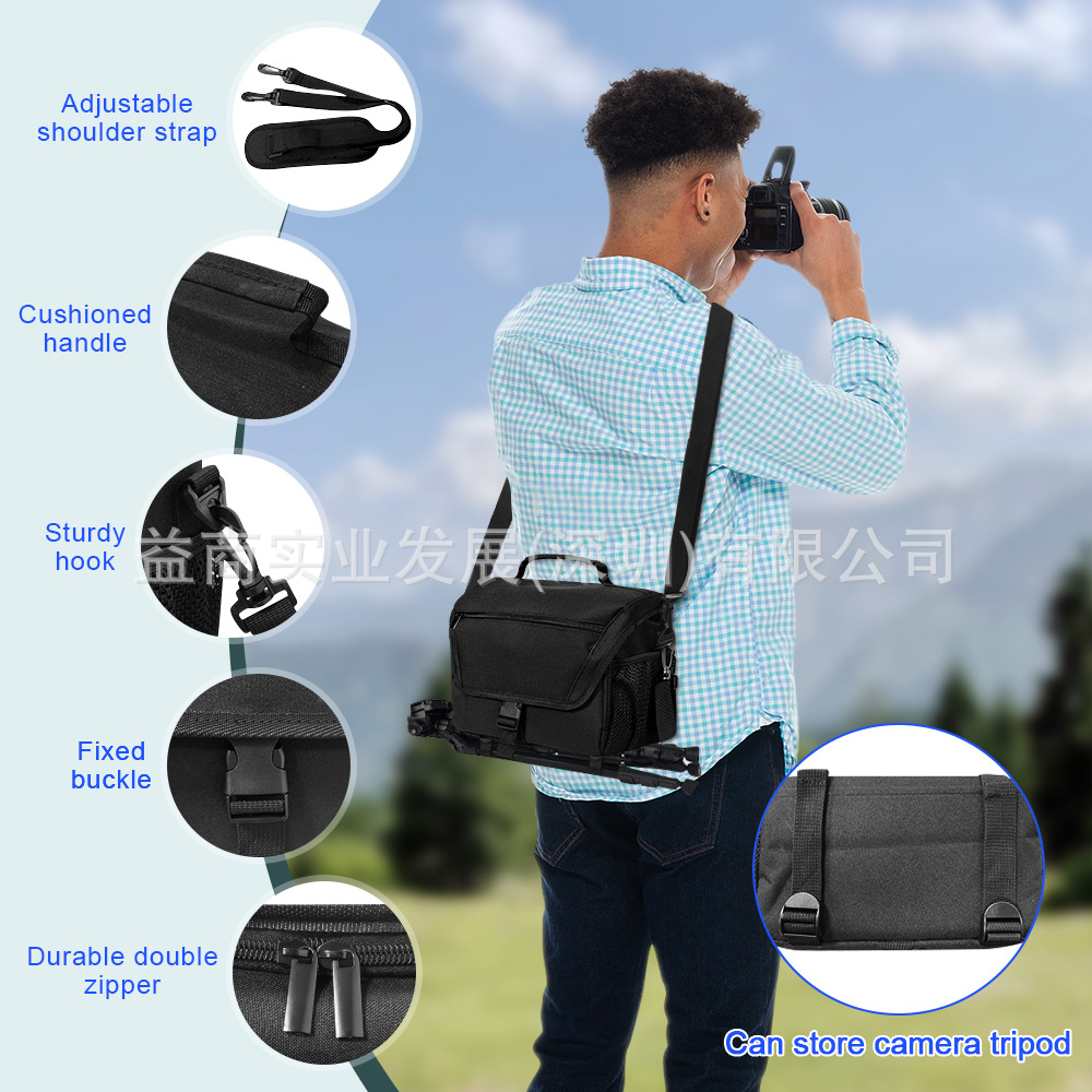 (2개) 국경 간 재고 카메라 저장 가방 SLR 카메라 어깨 가방 크로스 바디 카메라 가방 비 커버 카메라 가방