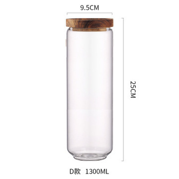 Fábrica al por mayor de la cocina del hogar de madera de acacia sellada tarro de almacenamiento sellado al por mayor Gaopeng botella de almacenamiento de vidrio de silicio