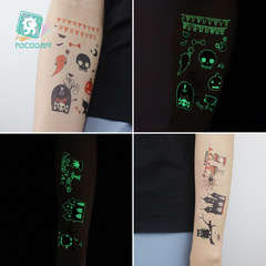 Cross-border waterproof Halloween luminous tattoo sticker Spider pumpkin cartoon Halloween children's tattoo sticker tattoo