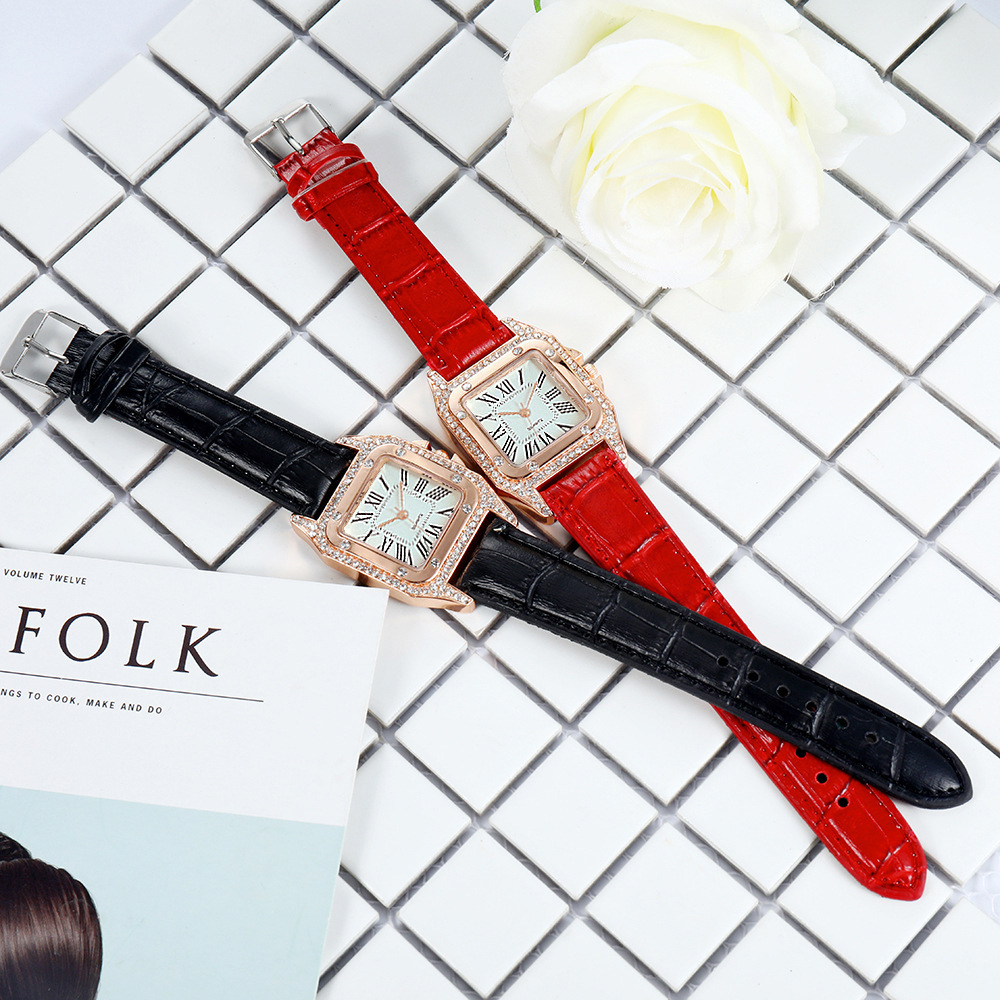Internet Red fashion diamond ladies belt watch women's quartz watch manufacturers wholesale Women's Watch card to small square watch_voghion.com