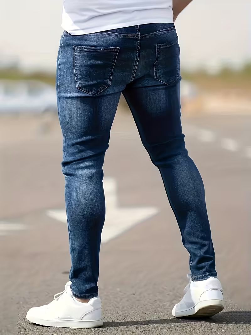 Jeans uomo slim fit stretch denim strappati stile casual_voghion.com