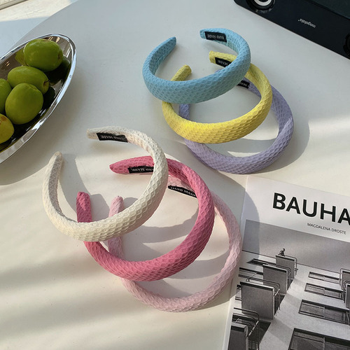 Korean summer new style high skull wide-brimmed headband floral sponge hair cave cream satin hairpin face wash headwear