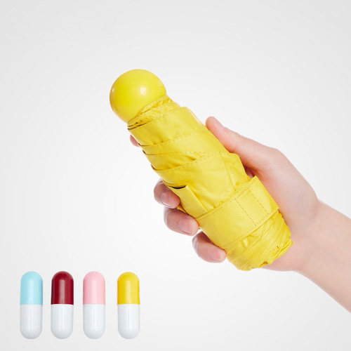 Mini 50% off pill capsule umbrella portable pocket umbrella sun protection sunshade custom umbrella vinyl solid color advertising folding umbrella