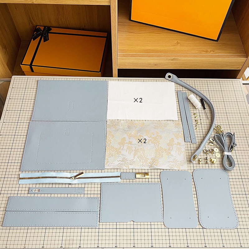 Diy材料バッグ自作国風衝突色手提げバケツバッグ女性2025新型高級感シングルショルダーバッグ|undefined