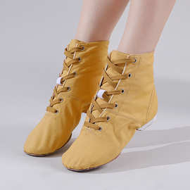 高帮爵士靴儿童女软底舞蹈鞋黑色男士现代芭蕾爵士舞鞋专业练功鞋