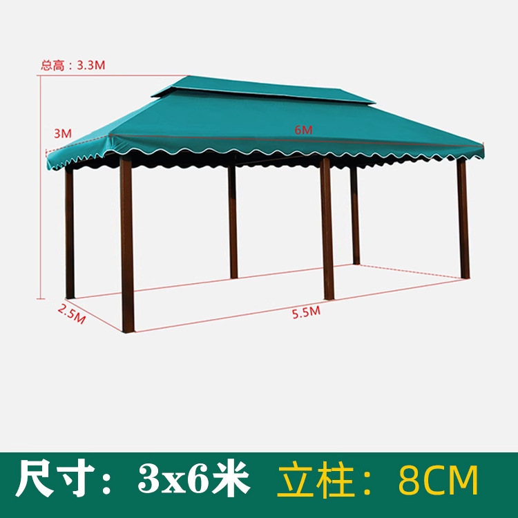 Pabellón al aire libre, techo galvanizado, pabellón de cuatro pilares, patio, jardín, techo, toldo de ocio, gran dosel de lluvia