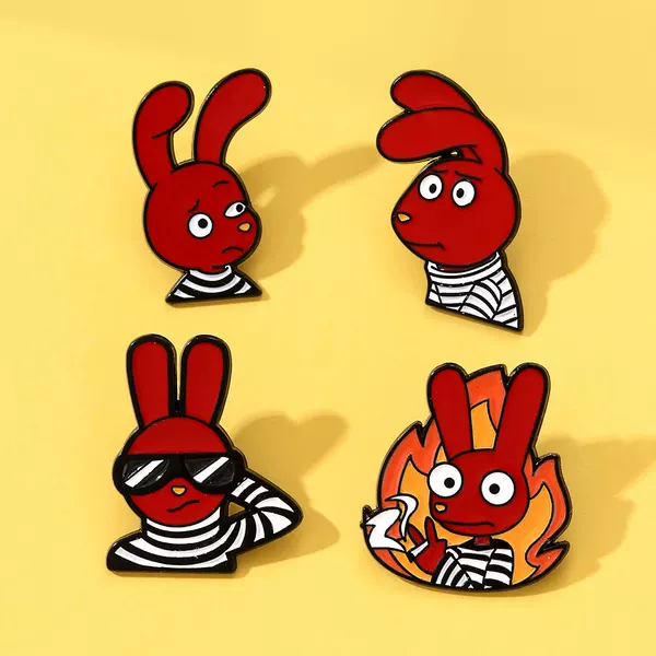 Anime Rabbit Prison Brooch Red Animal Peripheral Versatile Metal Badge Clothing Backpack Accessory Lapel Pin Brooch