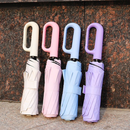 New-style ring-lock umbrella, extra-large size, wind-resistant and durable, double-person 10-rib folding umbrella—windproof, black-coated, all-weather (sunny and rainy) umbrella—wholesale.