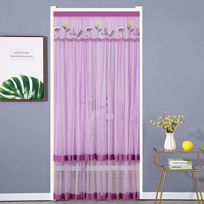 Hot Selling Gauze Curtains, Anti-Mosquito Door Curtains, Embroidered Lace Fabric Curtains, Bedroom Blocking Partition Curtains, No Punching and Paste