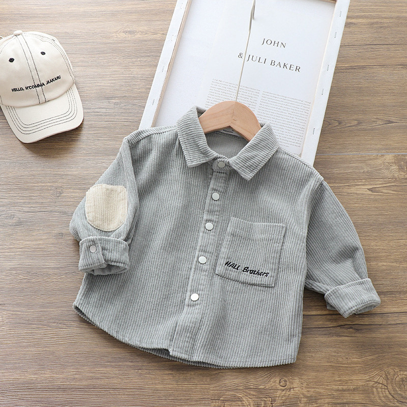 2023 nuevos niños abrigo de pana primavera y otoño camisa infantil de moda bebé cardigan casual entrega de una sola pieza