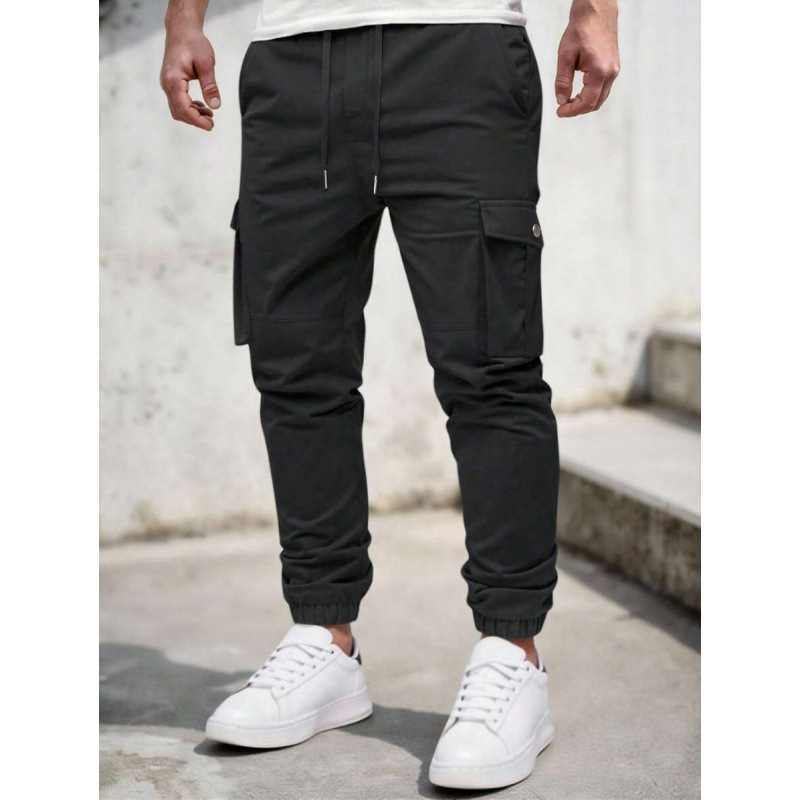 K 26844 Techwear Multi-Pocket Cargo Joggers Functional Style Multi-Pocket Joggers with Drawstrings