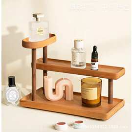 木质樱桃木胡桃色木桌上置物架实木杯架茶具收纳架香水置物架