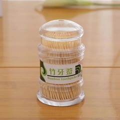環保竹牙籤瓶創意寶塔透明筒裝便攜式雙頭竹牙籤家用酒店牙籤盒筒