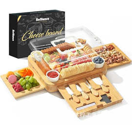 跨境木质芝士板带刀叉水果面包切板派对水果熟食砧板干果甜品盘