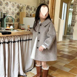 女童呢大衣儿童春秋双面羊绒呢童装羊毛韩版中大童秋冬洋气呢外套