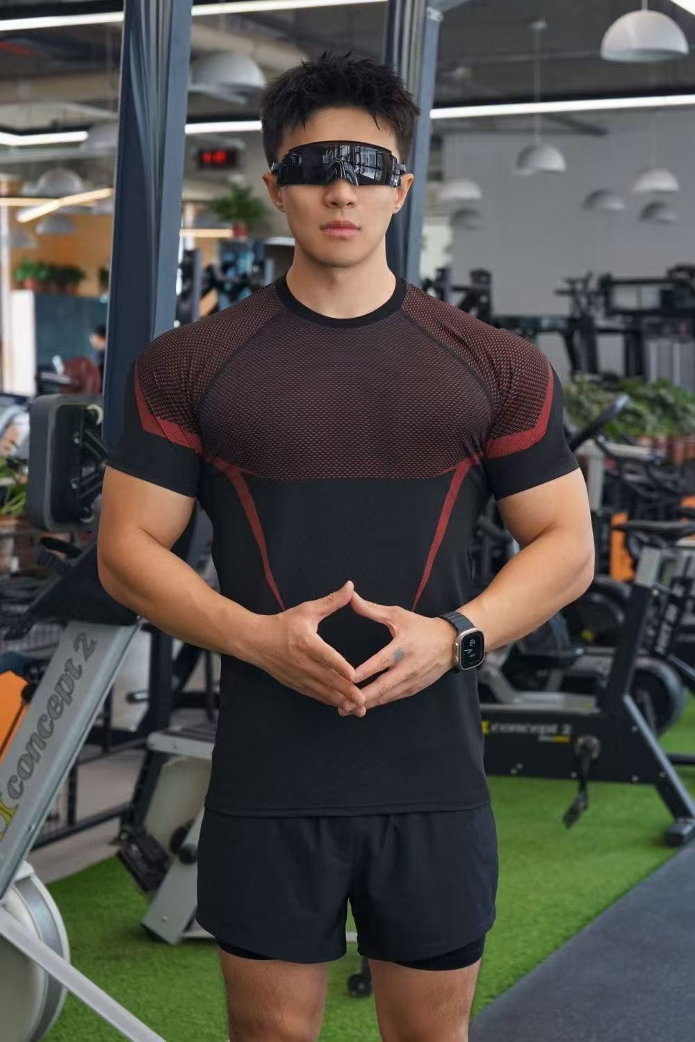 Men's Fitness T-shirt Seamless Quick Drying Breathable Oversized_voghion.com