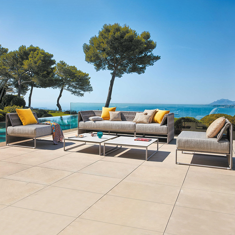 Sofá de ratán para exteriores, para villa, patio, balcón, sala de estar, hotel, muebles de ratán de diseño moderno y sencillo para exteriores