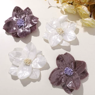 ins韩国同款亮丝布艺花蕊栀子花diy时尚流行胸花头饰鞋花服饰辅料