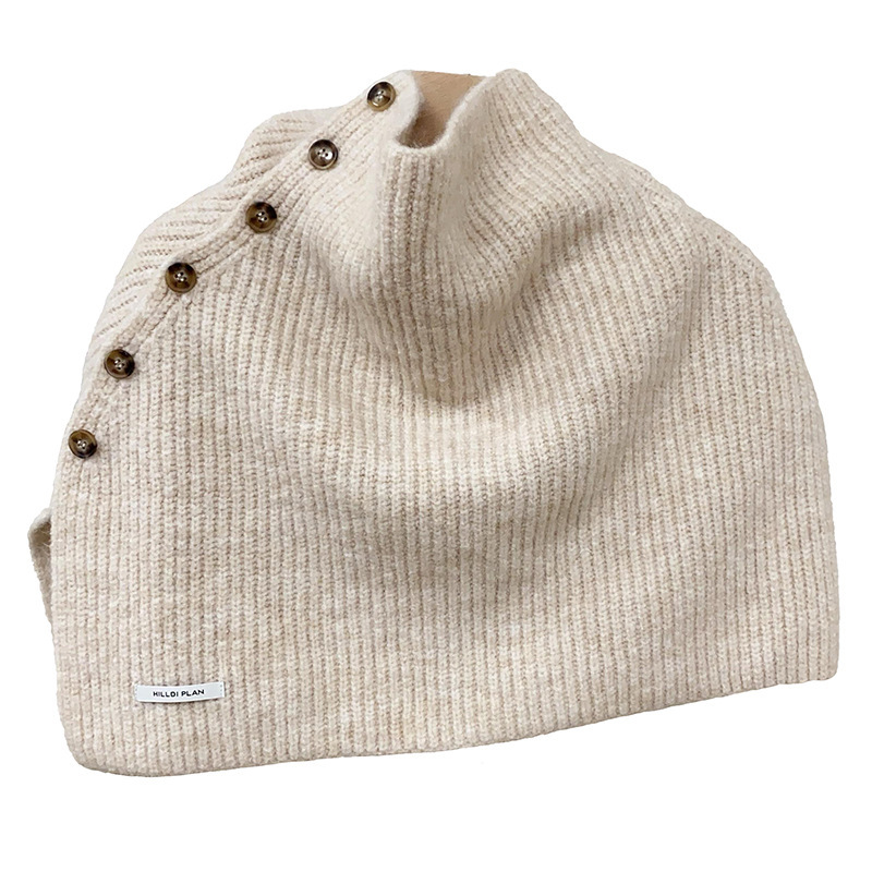 Hochwertiger, vielseitiger Schal/Umhang aus Wolle im koreanischen Stil mit Knöpfen für Herbst und Winter_voghion.com
