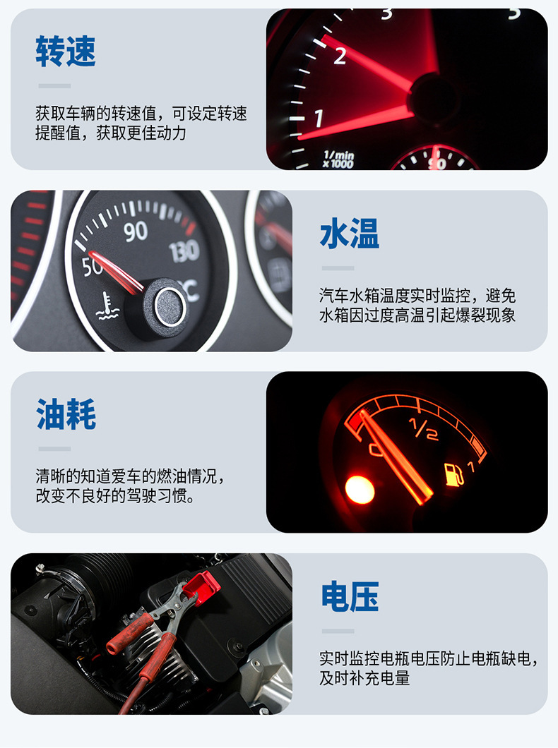 Weiying Intelligent Hud Head-Up Display Obd Multi-Function Instrument B3 Water Temperature and Rpm Head-Up Display