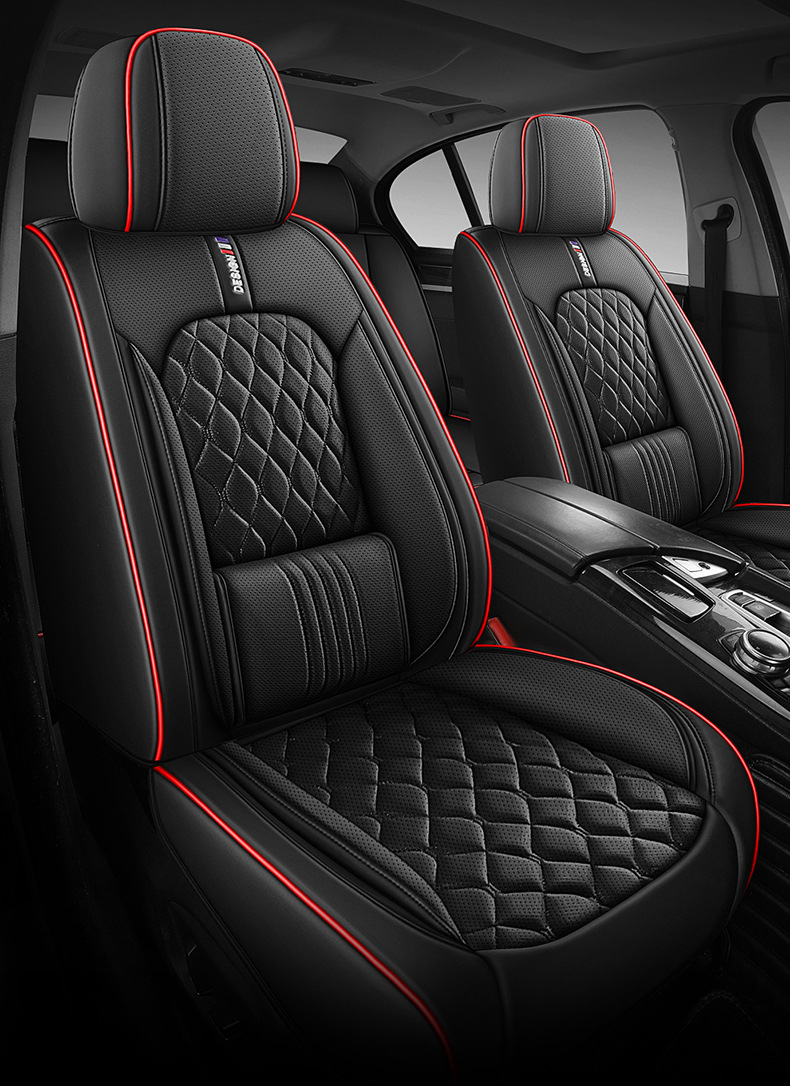 25 New Export Models Lingge Full Leather Fixed Lumbar Support Car Seat Cushion Four-Season Universal Seat Cushion Seat Cover Wholesale