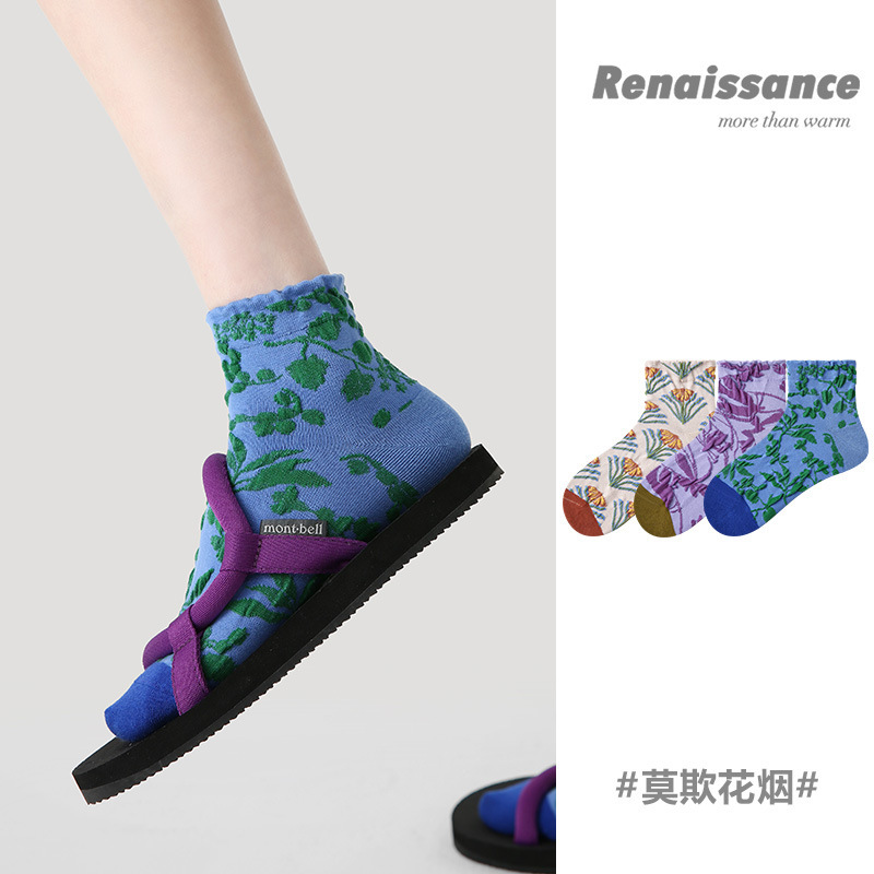 Renaissance Original Women's Socks Summer Socks Three-dimensional Embossed New Chinese Floral Retro Style Socks for Women Renaissance Original Women's Socks Summer Socks Three-dimensional Embossed New Chinese Floral Retro Style Socks for Women
