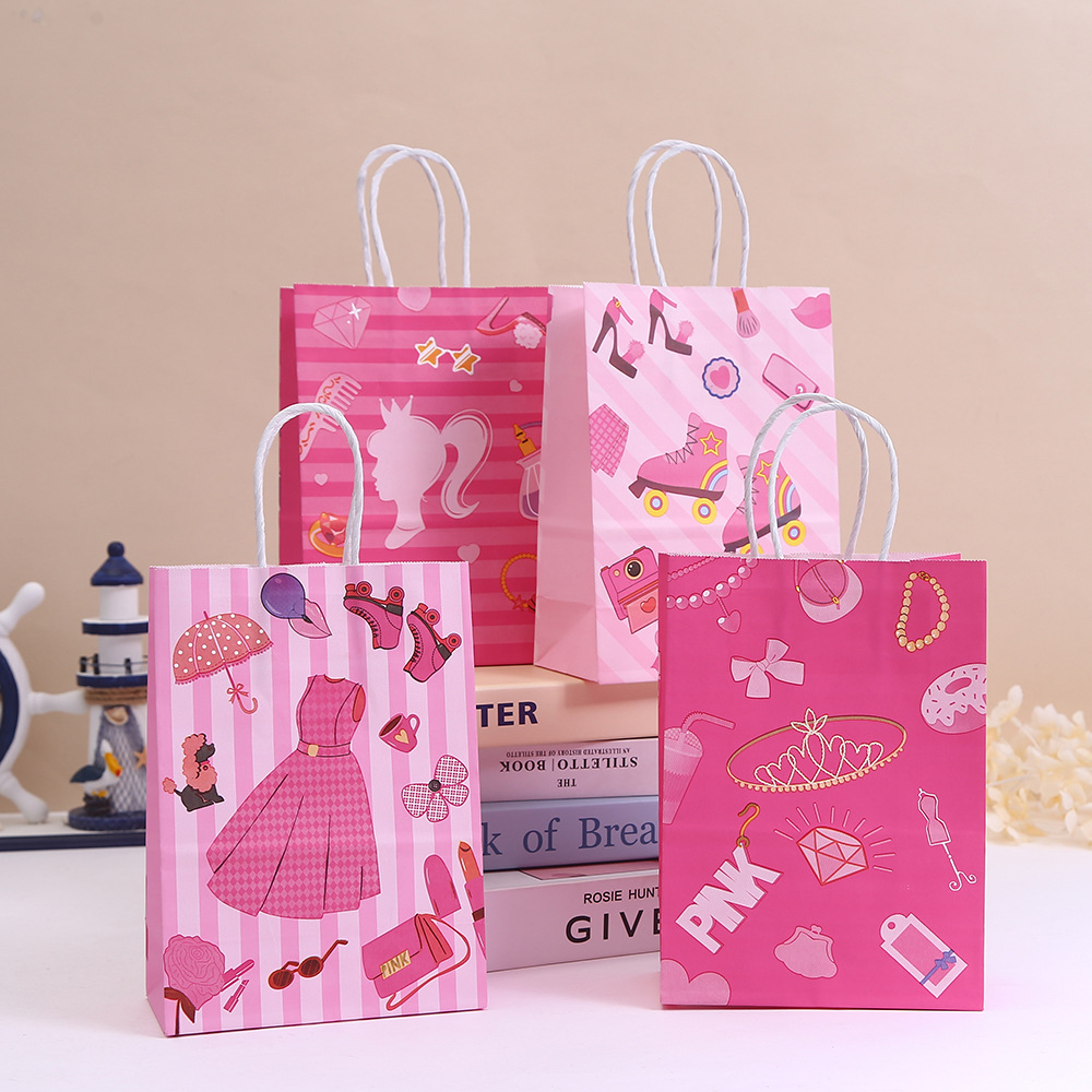 女生节纸袋印花购物手提袋包装袋logo纸袋卡通礼品袋牛皮纸包装袋