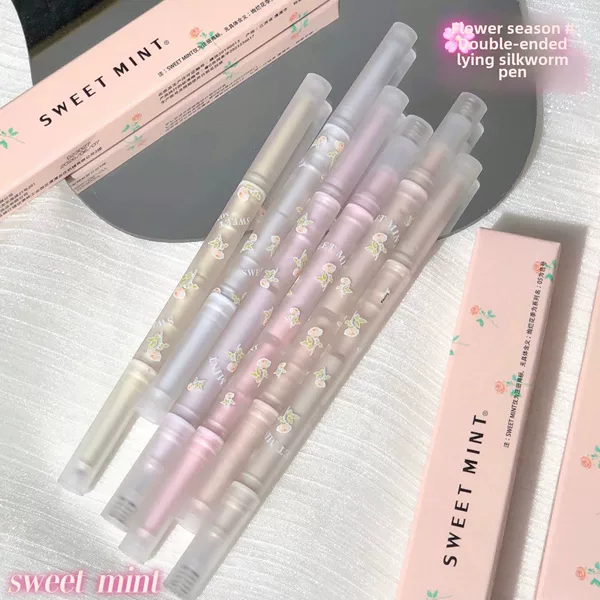 Sweetmint Gorgeous Flower Season Double-Ended Silkworm Pen High-Gloss and Brightening Two-In-One Waterproof and Sweat-Proof Not Easy to Smudge