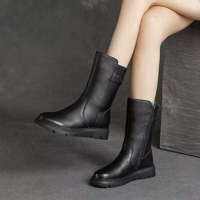 Зимняя новая женская кожаная обувь мягкая кожа мама сапоги плюс бархат Мартин сапоги женские сапоги оптом сапоги