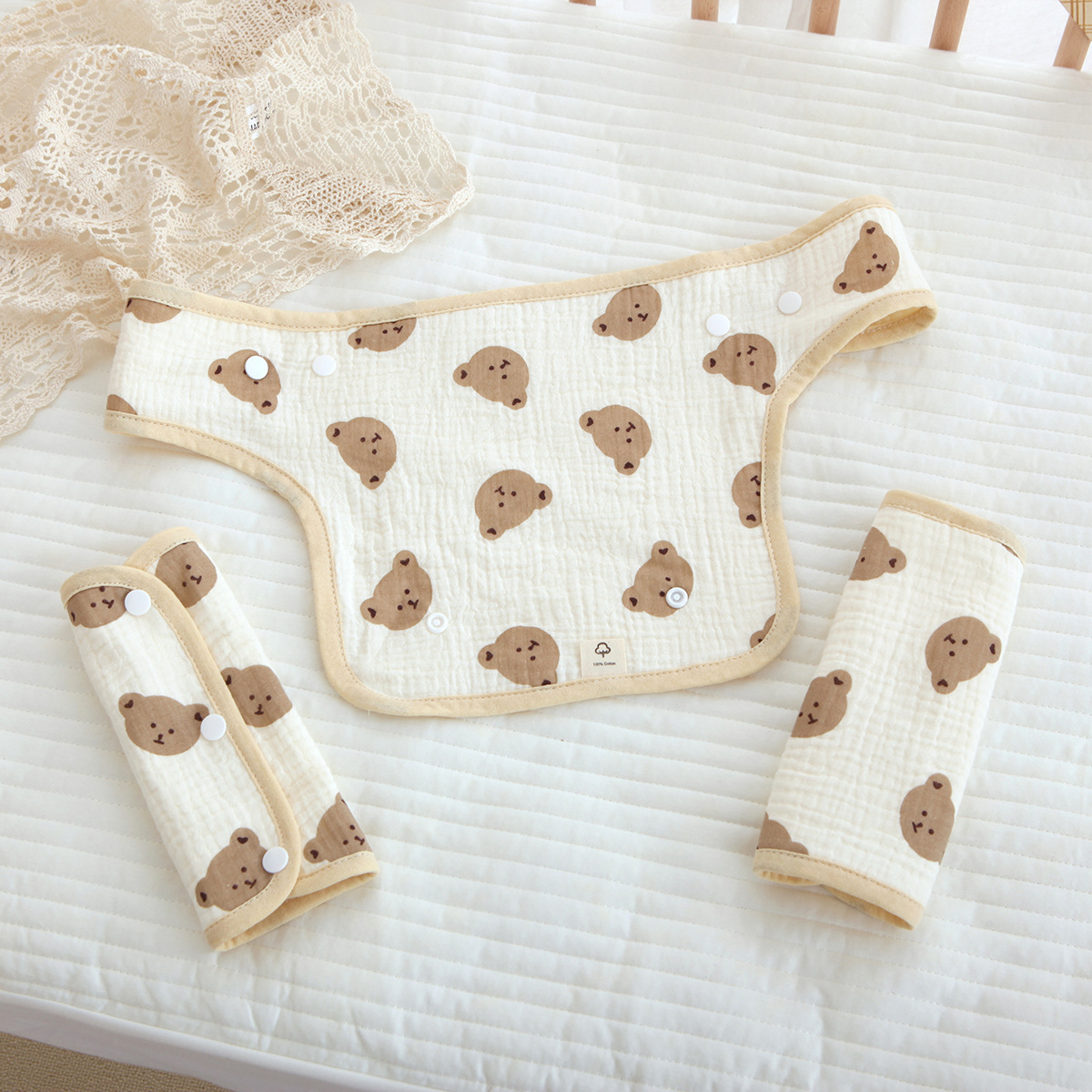 Clase A gasa de algodón puro correa para el hombro Toalla de saliva estilo de pecho correa para el hombro Toalla de saliva Toalla de mordedura de gasa Toalla de crepe Toalla de carro