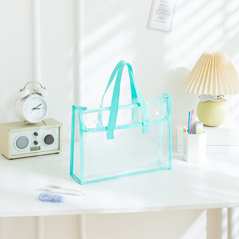 Bolsa de mano de PVC transparente gruesa bolsa de examen impermeable de gran capacidad bolsa de archivos bolsa de almacenamiento de libros bolsa de estudio para estudiantes