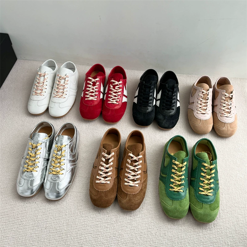 2025 весна и лето новая ретро замша немецкая тренировка обувь женская кожа ниша дикая квадратная голова плоская спортивная повседневная обувь