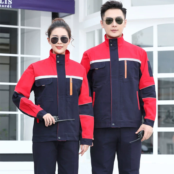 Work clothes cotton electric welding fifth generation navy blue and red top