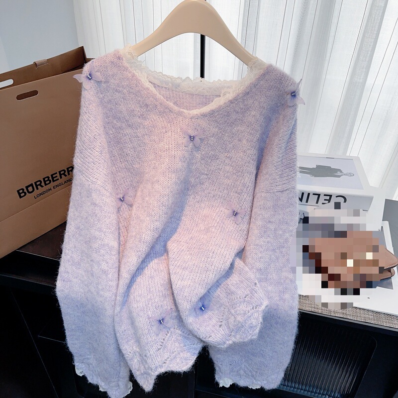 Purple Mid-Length Sweater for Women, Autumn and Winter, Covers the Hips, Can Be Worn as a Base Layer, with a Bright Color Top Paired with Shark Pants Purple Mid-Length Sweater for Women, Autumn and Winter, Covers the Hips, Can Be Worn as a Base Layer, with a Bright Color Top Paired with Shark Pants