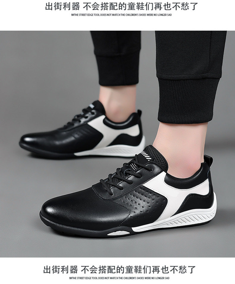Giày sneaker nam da bò mặt mềm chống mài mòn, đế cao su gót thấp 1–3 cm, phối đồ dễ — PZ9872 màu trắng, PZ9872 màu đen chi tiết 18