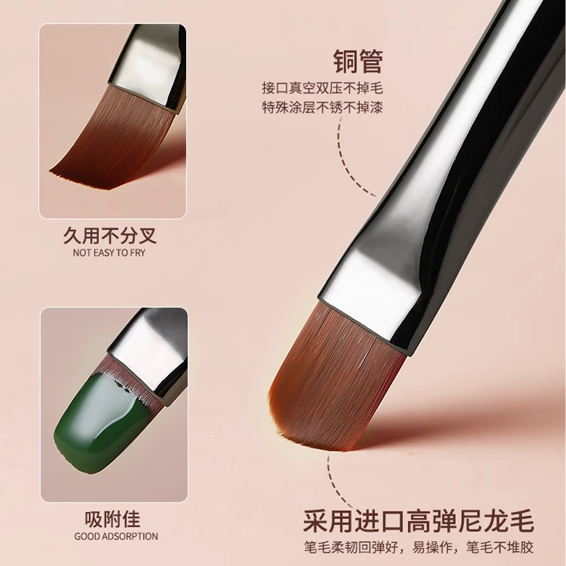 Pluma de uñas Pluma de fototerapia redonda grande grande Cabeza plana grande con tapa Varilla de sándalo Pluma de construcción redonda grande y ancha Herramienta de uñas