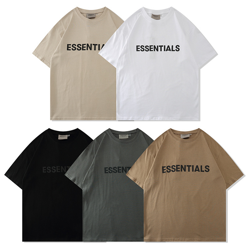Fog2022 New Style Double-Line Silicone Lettering Fear of God Trendy Loose High Street Short-Sleeve T-Shirt for Men Fog2022 New Style Double-Line Silicone Lettering Fear of God Trendy Loose High Street Short-Sleeve T-Shirt for Men