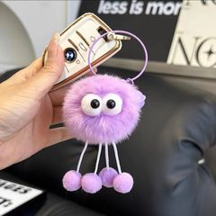 可愛仿獺兔毛章魚小煤球包包掛件書包公仔掛飾卡通玩偶汽車鑰匙扣