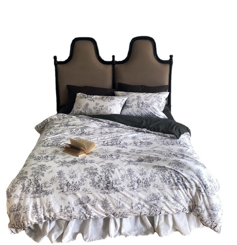 French sfumato style Xinjiang Tianzhu cotton four-piece set Australian cotton pure cotton knitted printed sheets, quilt cover, bedding