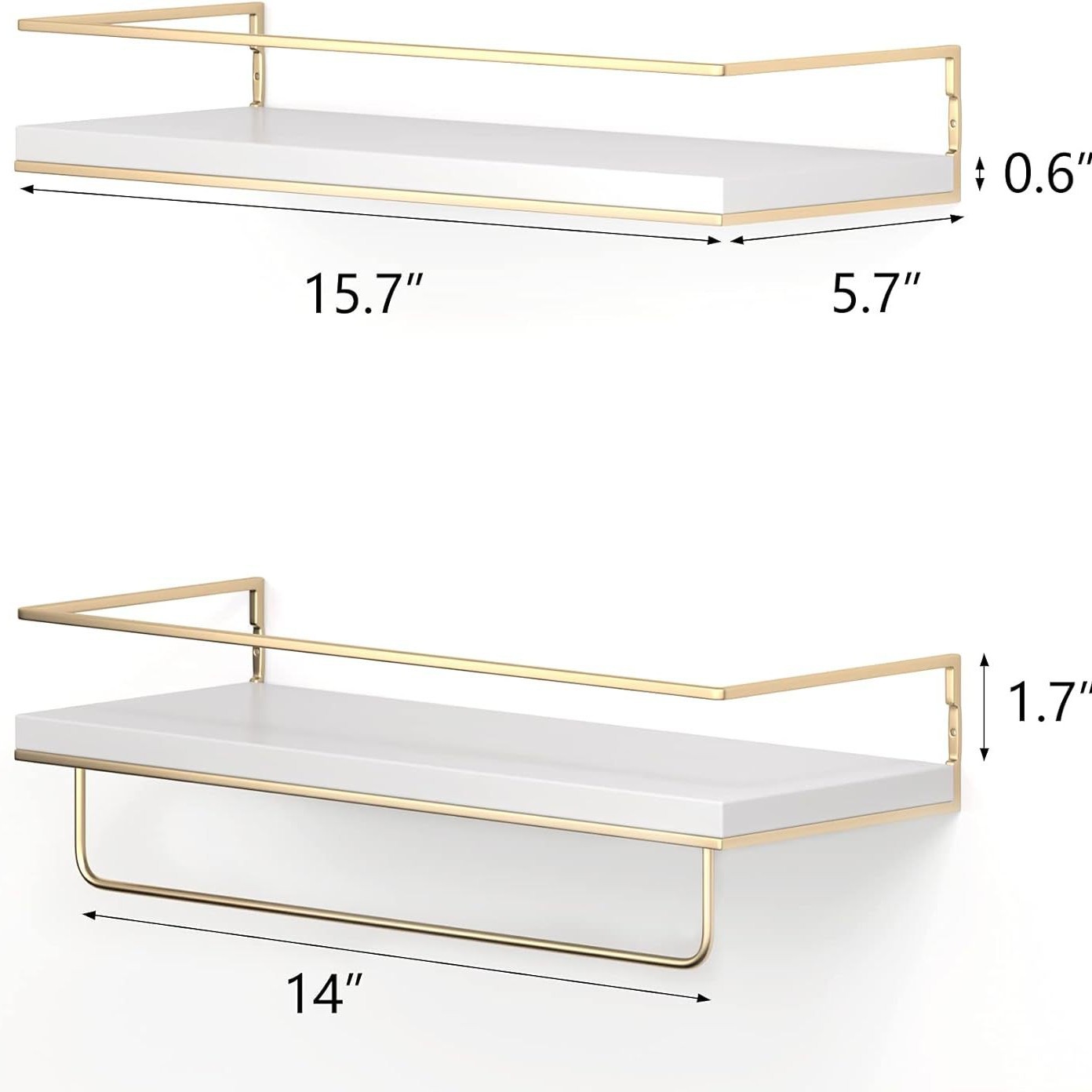 Estante flotante estante de baño dormitorio estante de almacenamiento de baño con barra de toalla estante de almacenamiento moderno vivero estante de suspensión