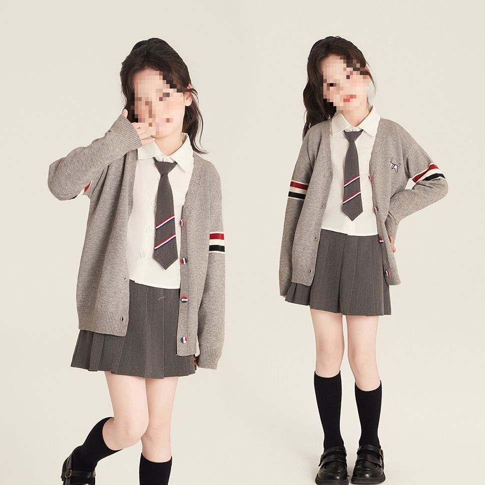 Children's Jk Preppy Style Knitwear Skirt 12-Year-Old Girl's Knitwear Three-Piece Set Primary School Birthday Uniform Suit Skirt