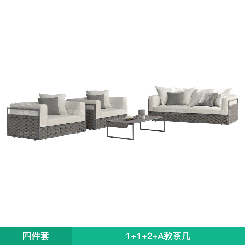 Conjunto de sofás de ratán para exteriores, para terraza de jardín, patio de hotel o villa, sala de estar, combinación de sofás de aleación de aluminio.