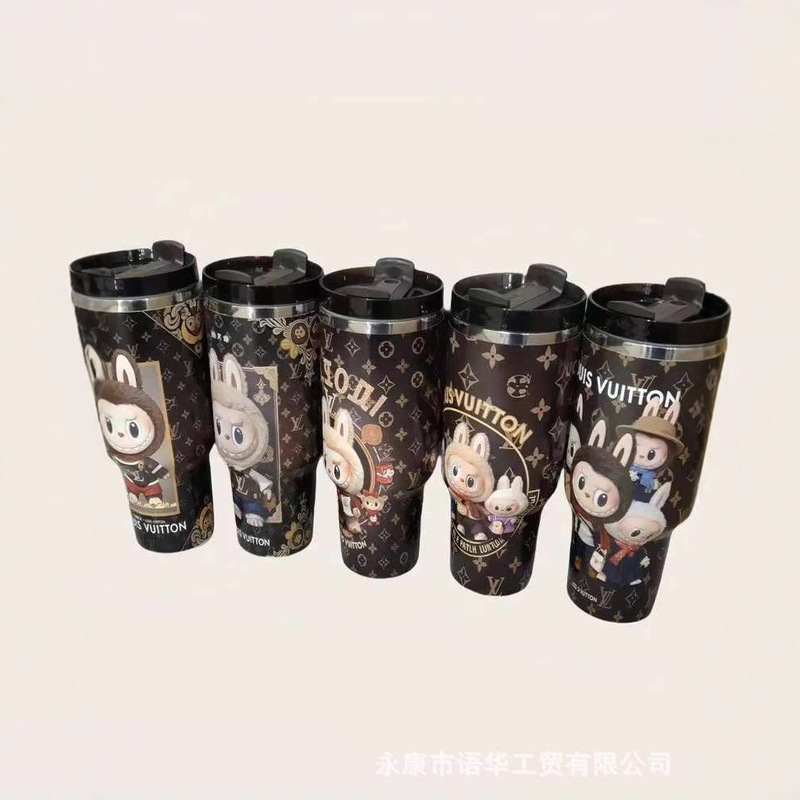 跨境新款拉布布冰霸杯40oz不锈钢手柄保温杯便携车载可爱汽车杯|undefined